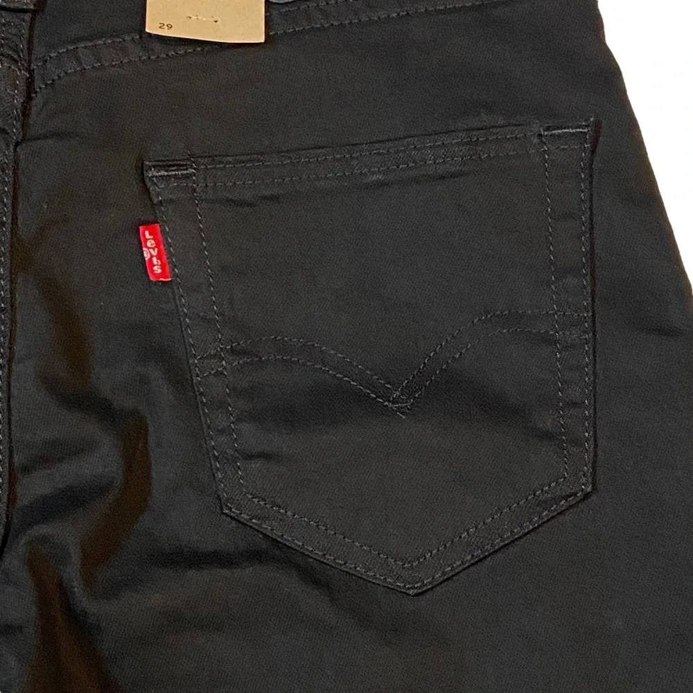 LEVIS 511 Slim Denim Shorts NWT Black Raw Hem Stretch Knee Length Mens 29